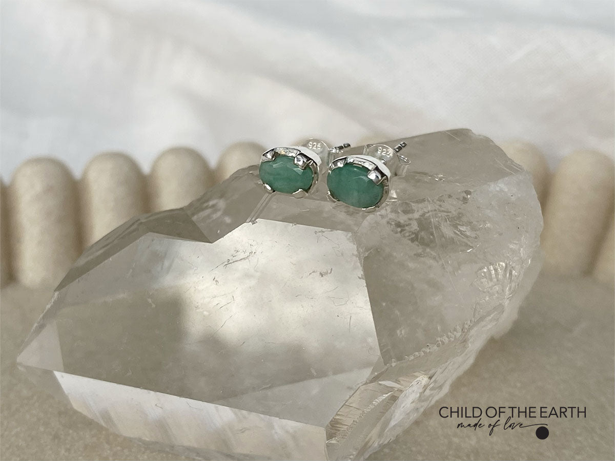 Emerald Crystal Earrings Sterling Silver
