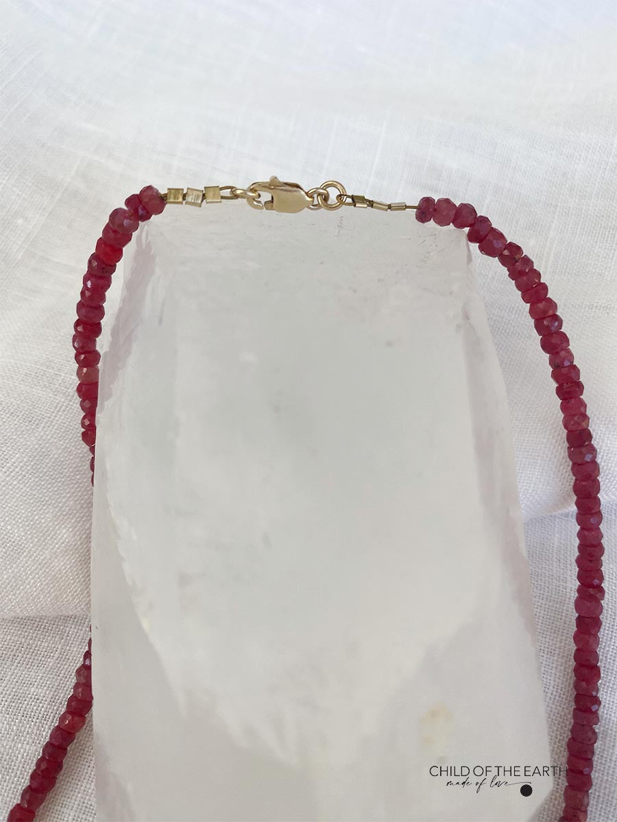 RUBY Crystal Necklace 9ct Gold