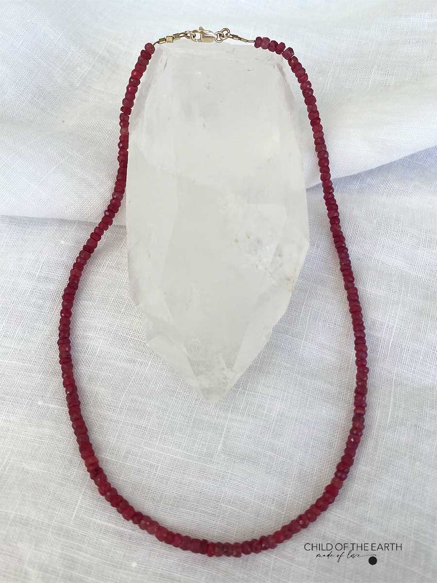 RUBY Crystal Necklace 9ct Gold