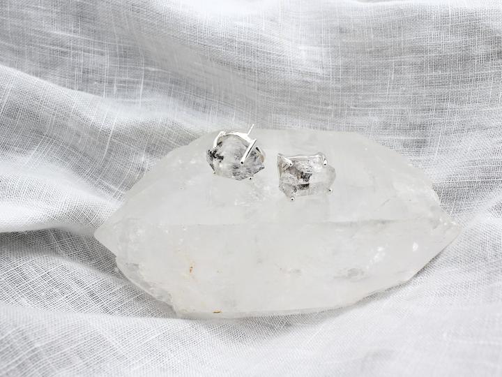 Herkimer Diamond Crystal Earrings Sterling Silver